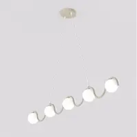 Emibig Hengelampe SINUS, beige, lengde 110 cm, 5 lyskilder, metall/glass