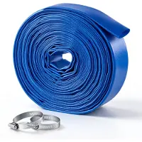 Vevor Tilbakespylingsslange 1,5 tommer 15,2 m PVC flat slange avløpsslange for bassengdrenering og vanning med 90 psi, tilkoblingsalternativer uten forhåndsinstallerte koblinger for ulike pumpesysteme