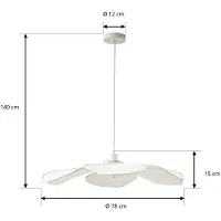 LINDBY hengelampe Marjorie, hvit, blomst, lin, Ø 78 cm
