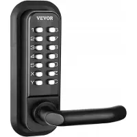 Vevor mekanisk nøkkelfri dørlås, 14-sifret tastatur, innebygd dørlåssett for utendørs port med tastatur og håndtak, vanntett sinklegering, enkel å installere, for hage, garasje, bod, gårdsplass