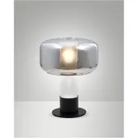 FABAS LUCE Bordlampe Flick, røykgrå, glass, 28 cm, dimbar, E14