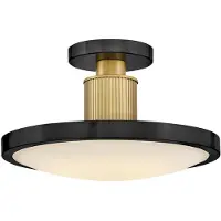 HINKLEY LED-taklampe Kieran, svart, Ø 36 cm, metall/glass, CCT