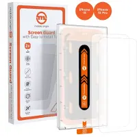 Mobile Origin Orange Screen Guard iPhone 15 Pro/15 with easy applicator - 2 pack