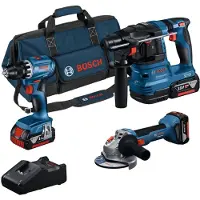 Bosch Gsr18v-45+gws18v-8+gbh18v-22+3x4.0ah+b Elektrisk Verktøysett