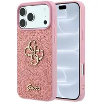 GUESS iPhone 18 Pro Fixed Glitter 4G Metal Logo Deksel - Rosa