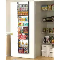 Vevor Over-the-Door Pantry Organizer, 9-lags spiskammersorganisering og oppbevaring, kraftig stålhengende krydderhylle, justerbare veggkrydderhyller, for hjemmekjøkken, vaskerom, bad, svart