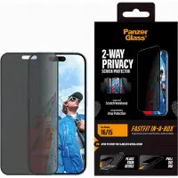 PanzerGlass 2-Way Privacy Screen Protector iPhone 16 | 15 | Ultra-Wide Fit w. Fastfit in-a-box