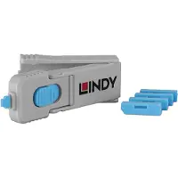Lindy DisplayPort port blocker key - pakke med 4 blockers, blå