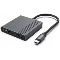 24.Se USB-C til HDMI- og DisplayPort-adapter / 4K 60Hz skjermadapter / svart USB-C-adapter for to skjermer