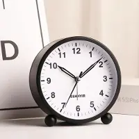 24hShop Tyst Analog Vekkerklokke Rund - Svart