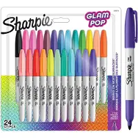 Sharpie Glam Pop Permanente Markører | Fin spids for fede detaljer | Assorterte livlige farger | 24 markeringspenne
