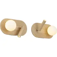 QAZQA Sett med 2 retro vegglamper taupe inkl. LED 3-trinns dimbar og USB-C - Lila