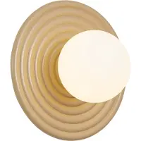 QAZQA Retro Wall Lamp Taupe with Opal Round 20cm IP44 - Lila