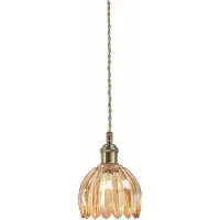 Markslöjd Hengelampe Gota, gammel messing/rav, glass, Ø 13 cm, støpsel
