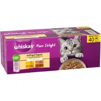 Whiskas Pure Delight 40 x 85 g - Fjærkre-ragout i gelé (4 varianter)