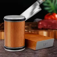 24hShop Rullende knivsliper med vinkelstøtte / diamantknivsliper med 4 slipeskiver / tre og aluminium