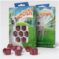 Q-workshop Puslespillterningssett - Llama Dice 7 terninger i plast med gullbokstaver Bringebær