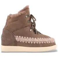 Mou for woman. MU.FW771000A Taupe New Inner Wedge leather ankle boots (38), Brown, 3 to 5 cm, Laces, Casual