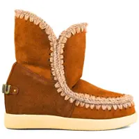 Mou for woman. MU.FW771001A Brown suede ankle boots New Inner Wedge (40), Leather, 3 to 5 cm, None, Casual