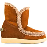 Mou for woman. MU.FW771001A Brown suede ankle boots New Inner Wedge (35), Leather, 3 to 5 cm, None, Casual