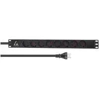 Lanview - Strømfordelingslist (kan monteres i rack) - 13A - AC 230 V - enkeltfase - inngang: type K - utgangskontakter: 8 (8 x Type K) - 1U - 19 - 2 m kabel - Danmark - svart