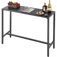 Vevor utendørs barbord, 120 x 37,5 cm terrassebord, vanntett topp og solid metallramme, rektangulære spisebord i benkehøyde, utemøbler for balkong, hage, boblebad, bassengkant, innendørs