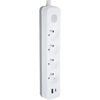 Montis+ Electric skjøteledning hvit-grå 4-spors skjøteledning med USB 3 m MT186-WG-3