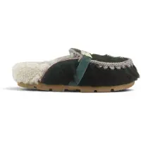 Mou for woman. MU.FW431000D Winter Bio Slide Long Hair Ponyskin Green Fur Slippers (40), Leather, Flat, None, Homewear
