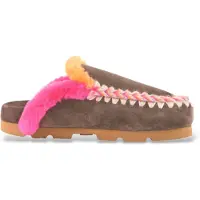 Mou for woman. MU.FW431005A Winter Bio Overstitching brown suede mules (38), Flat, Split Leather, None, Casual
