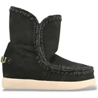 Mou for woman. MU.FW771001A Black suede ankle boots New Inner Wedge (36), Leather, 3 to 5 cm, None, Casual