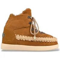 Mou for woman. MU.FW771000A Brown New Inner Wedge leather ankle boots (37), 3 to 5 cm, Laces, Casual