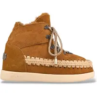 Mou for woman. MU.FW771000A Brown New Inner Wedge leather ankle boots (40), 3 to 5 cm, Laces, Casual