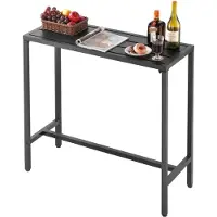 Vevor utendørs barbord, 100 x 37,5 cm terrassebord, vanntett topp og solid metallramme, rektangulære spisebord i benkehøyde, utemøbler for balkong, hage, boblebad, bassengkant, innendørs
