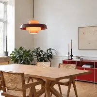 NOLA Rico hengelampe, rød, Ø 38 cm, metall/glass