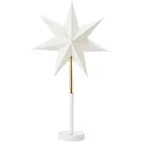 Markslöjd Noella LED-papirstjerne med batteri, messing/hvit, høyde 62 cm
