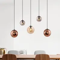JUST LIGHT Hengelampe Shiny, 5 lyskilder, lang, multifarget, glass, E14