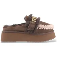 Mou for woman. MU.FW681006A Brown leather Platform Clog clogs (36), 5 to 8 cm, None, Casual