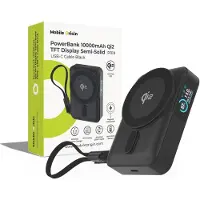 Mobile Origin PB19 Qi2 TFT Display Semi-solid Power Bank (w/ Built in USB-C cable) - Black - 10000 mAh