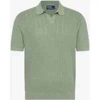 Ralph Lauren for man. 710A12994005 Green linen sweater with open collar (S), Casual, Short sleeve