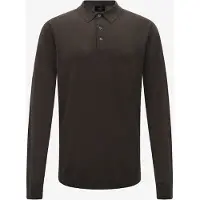 Hackett London for man. HM7000284 Merino Silk Knitted Polo dark brown (M), Green, Wool, Classic, Long sleeve