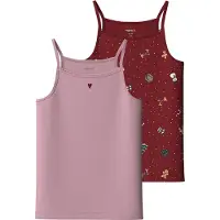 Name it Undertrøye - 2-pack - NKFVISMAS - Rød Dahlia/m/Rosa Nect - - 6 år (116) - Undertrøye