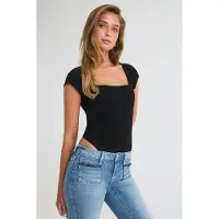 Gina Tricot  - 14+ padded square neck body - Topper - Svart - XXS - Dame