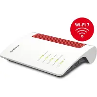 AVM FRITZ!Box 5690 - Trådløs ruter - GPON-terminal 4-portssvitsj - Wi-Fi 7, 1GbE, 2.5GbE Dobbeltbånd - veggmonterbar