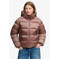 Superdry for woman. W5012187A Brown Shiny Padded Jacket with Hood (L), Casual, Polyester
