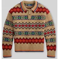 Ralph Lauren for man. 710B23901001 Multicolor wool-blend Fair Isle sweater (L), Beige, Casual