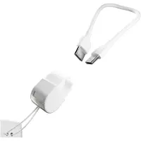 Puro 10000 mAh 20 W USB-C USB-A-strømbank med skjerm og innebygd USB-C-kabel - hvit