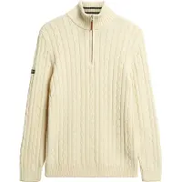 Superdry for man. M6110731A Beige Preppy Cotton Cable Half Sweatshirt (S), Casual