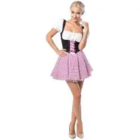 Partychimp Dirndl kjole Eva, pink og brun