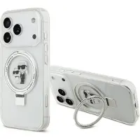Karl Lagerfeld iPhone 17 Pro Max Ringstand Karl & Choupette Mag Case - White