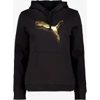 Puma ESS METALLIC Hoodie Women, Clothing, Black/Metallic Gold, L
